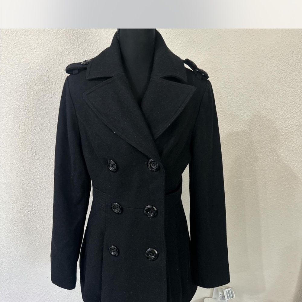 bebe Black Double-Breasted Pea Coat